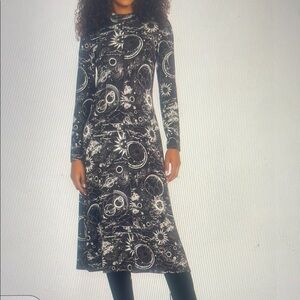 Johnny Was Elegant Black and White Patterned Dress NEW